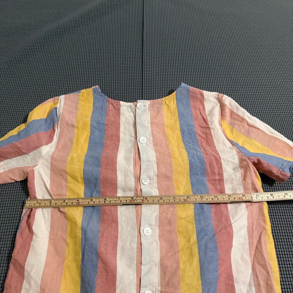 Madewell Womens Small Multicolor Striped Tie Front Button Back Short Sleeve Top - Picture 5 of 5